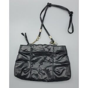 Pacific Connections 80sCrossbody Purse Clutch Leather Embroidered Scallop Ruched